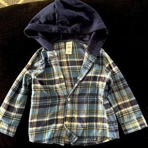 18mth, Carter’s blue plaid button up hoodie.